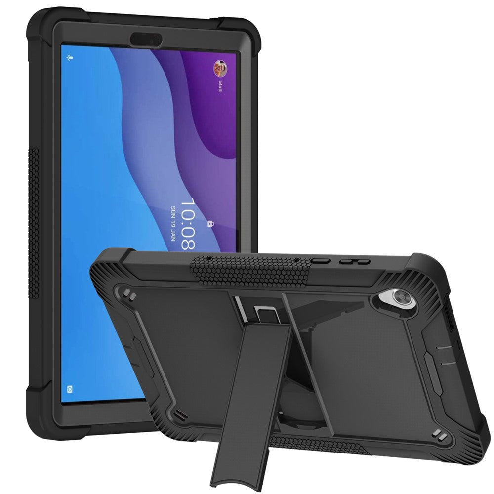 For Lenovo Tab M10 HD Gen 2 TB-X306F / TB-X306X Tablet Protective Shell Kickstand Silicone + PC Cover Case - Black