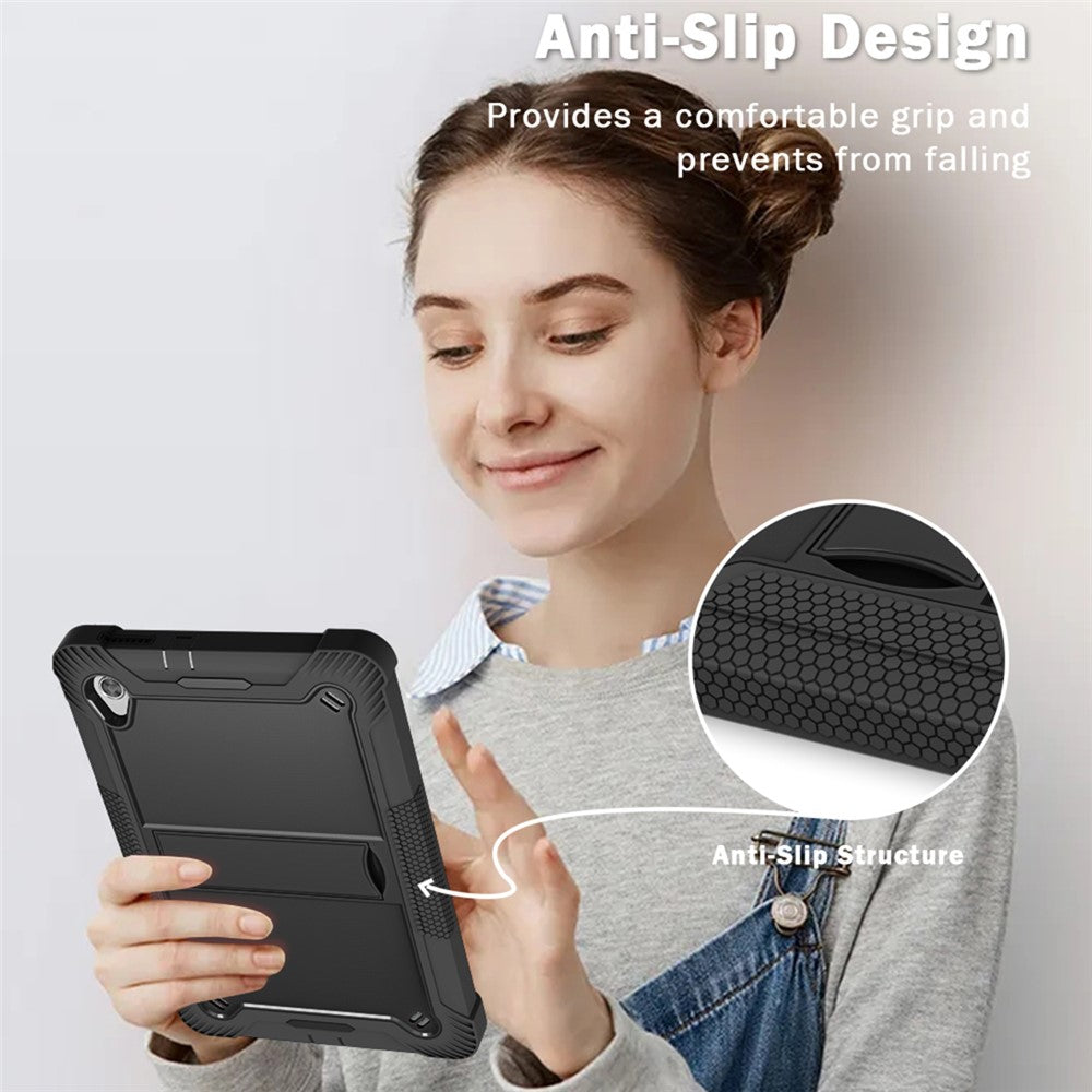 For Lenovo Tab M10 HD Gen 2 TB-X306F / TB-X306X Tablet Protective Shell Kickstand Silicone + PC Cover Case - Black