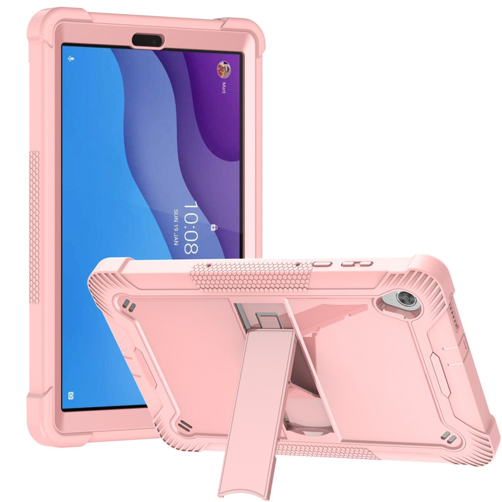 For Lenovo Tab M10 HD Gen 2 TB-X306F / TB-X306X Tablet Protective Shell Kickstand Silicone + PC Cover Case - Rose Gold