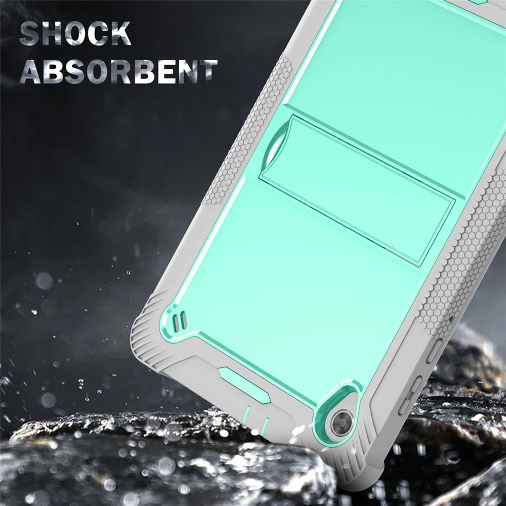 For Lenovo Tab M10 HD Gen 2 TB-X306F / TB-X306X Tablet Protective Shell Kickstand Silicone + PC Cover Case - Grey+Mint Green
