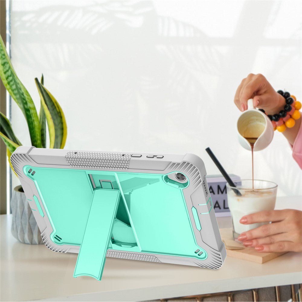 For Lenovo Tab M10 HD Gen 2 TB-X306F / TB-X306X Tablet Protective Shell Kickstand Silicone + PC Cover Case - Grey+Mint Green