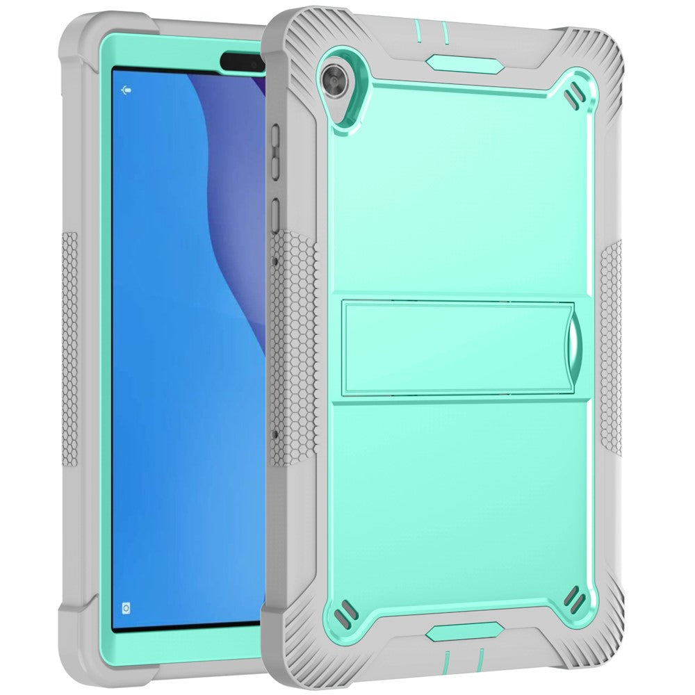 For Lenovo Tab M10 HD Gen 2 TB-X306F / TB-X306X Tablet Protective Shell Kickstand Silicone + PC Cover Case - Grey+Mint Green
