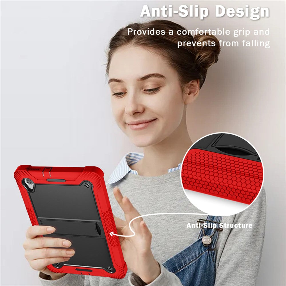For Lenovo Tab M10 HD Gen 2 TB-X306F / TB-X306X Tablet Protective Shell Kickstand Silicone + PC Cover Case - Red+Black