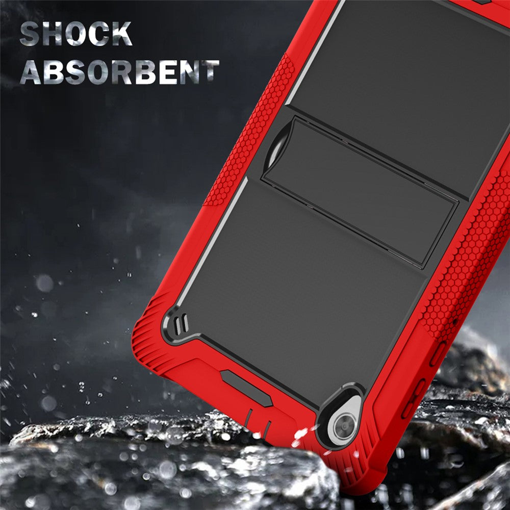 For Lenovo Tab M10 HD Gen 2 TB-X306F / TB-X306X Tablet Protective Shell Kickstand Silicone + PC Cover Case - Red+Black