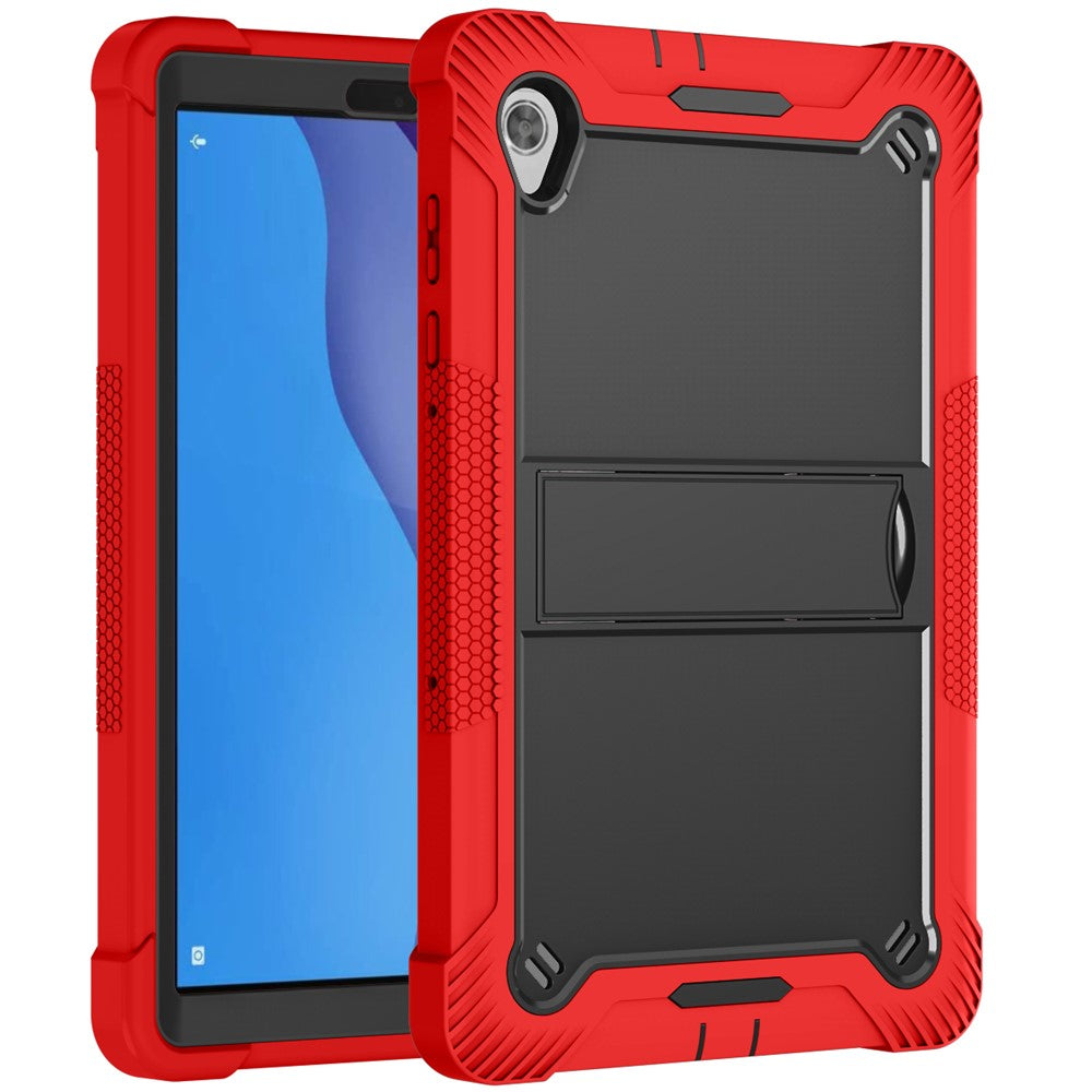 For Lenovo Tab M10 HD Gen 2 TB-X306F / TB-X306X Tablet Protective Shell Kickstand Silicone + PC Cover Case - Red+Black