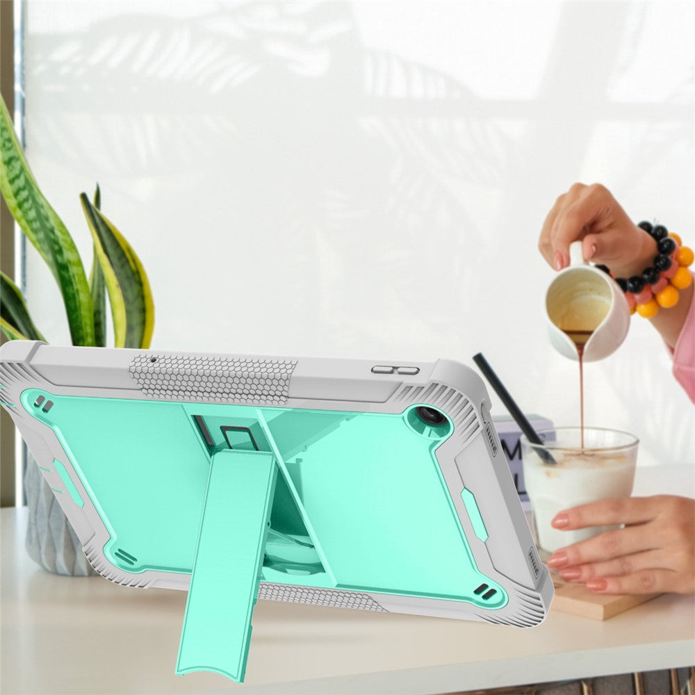 For Lenovo Tab M10 Plus (3rd Gen) / Xiaoxin Pad 2022 10.6 inch Anti-Scratch Tablet Cover Kickstand Silicone + PC Case Shell - Grey+Mint Green