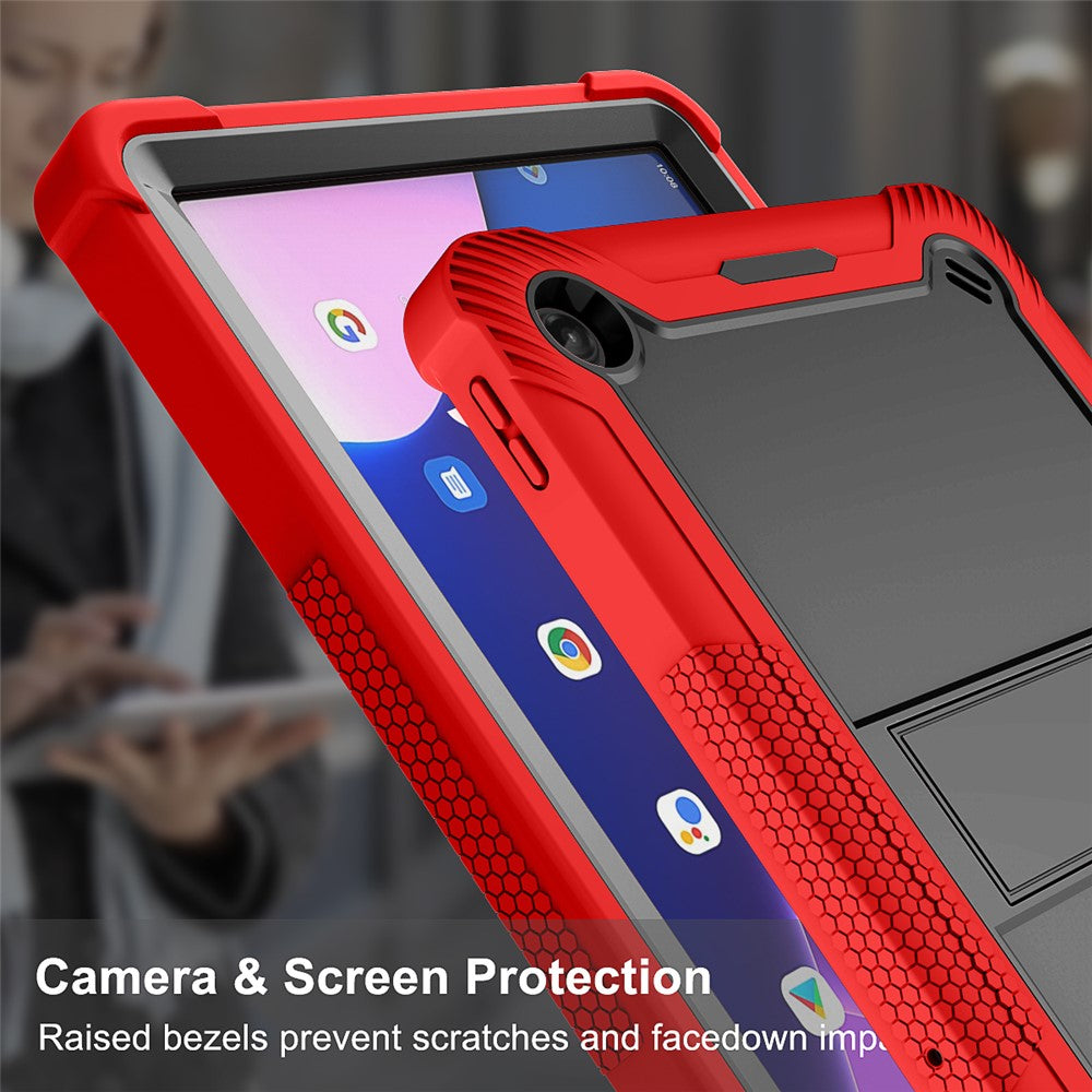 For Lenovo Tab M10 Plus (3rd Gen) / Xiaoxin Pad 2022 10.6 inch Anti-Scratch Tablet Cover Kickstand Silicone + PC Case Shell - Red+Black
