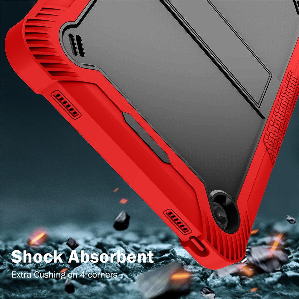 For Lenovo Tab M10 Plus (3rd Gen) / Xiaoxin Pad 2022 10.6 inch Anti-Scratch Tablet Cover Kickstand Silicone + PC Case Shell - Red+Black
