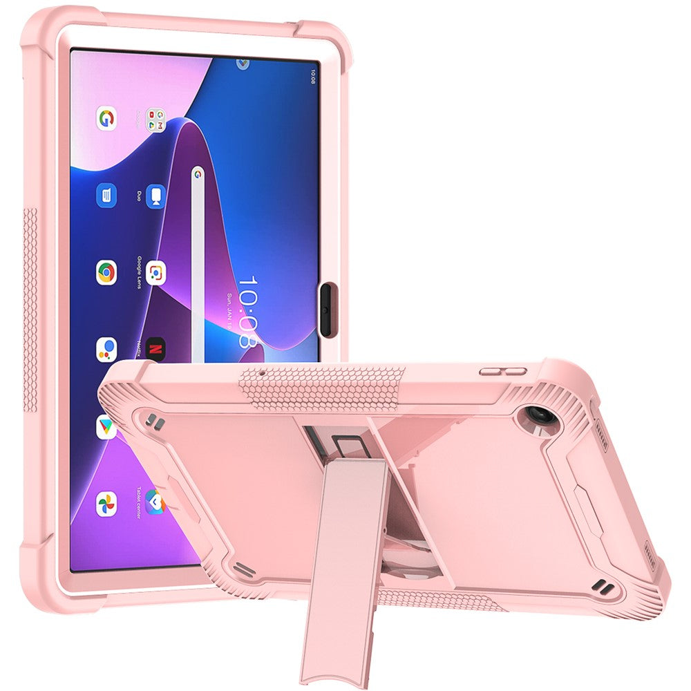 For Lenovo Tab M10 Plus (3rd Gen) / Xiaoxin Pad 2022 10.6 inch Anti-Scratch Tablet Cover Kickstand Silicone + PC Case Shell - Rose Gold
