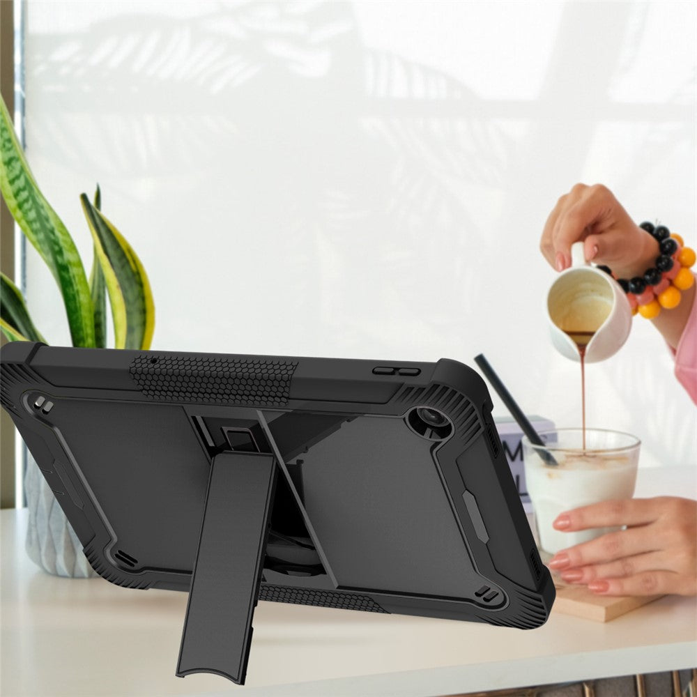 For Lenovo Tab M10 Plus (3rd Gen) / Xiaoxin Pad 2022 10.6 inch Anti-Scratch Tablet Cover Kickstand Silicone + PC Case Shell - Black