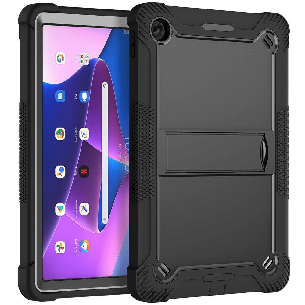 For Lenovo Tab M10 Plus (3rd Gen) / Xiaoxin Pad 2022 10.6 inch Anti-Scratch Tablet Cover Kickstand Silicone + PC Case Shell - Black