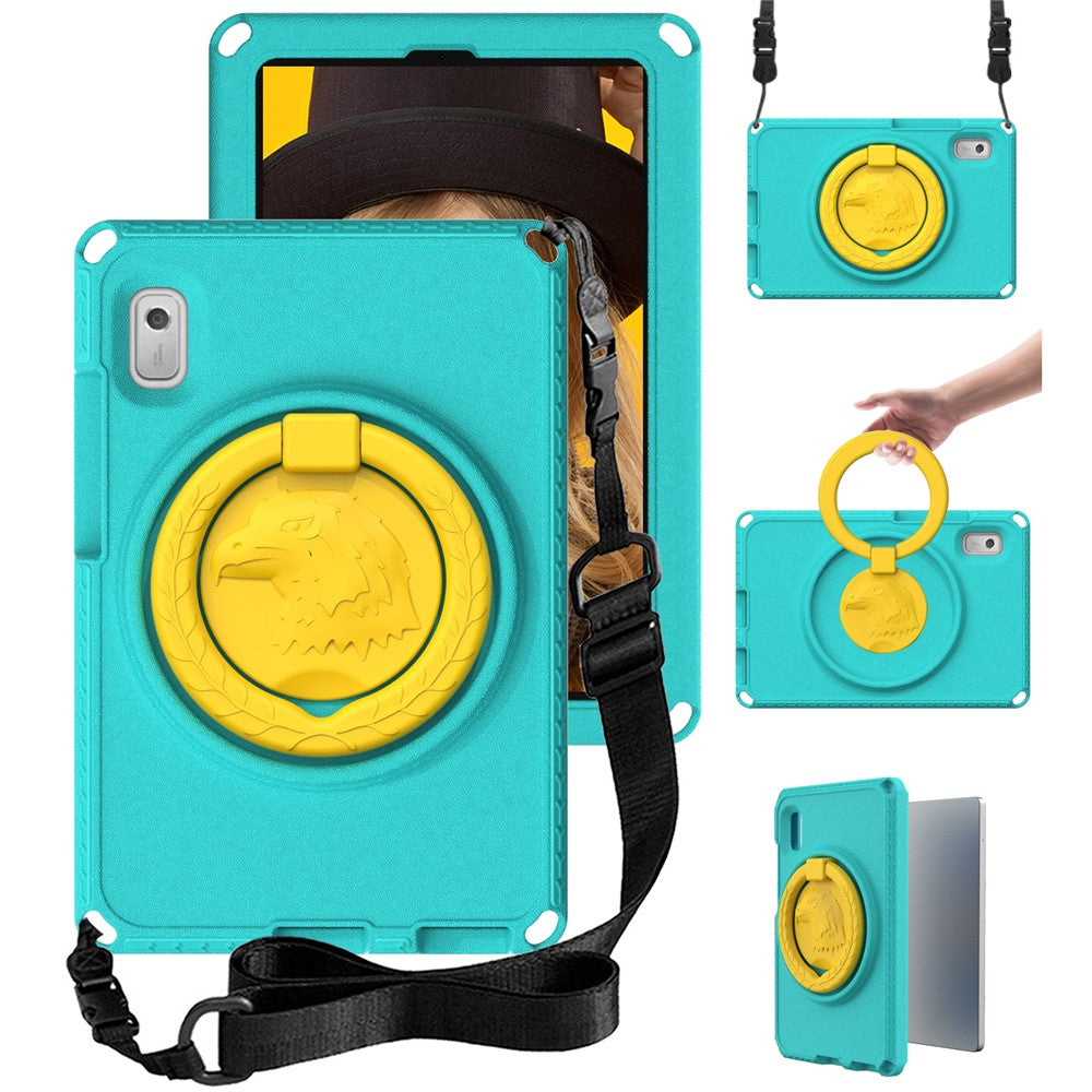 For Lenovo Tab M9 EVA+PC Tablet Protection Case Kickstand Hand Carrying Ring Cover with Shoulder Strap - Light Green
