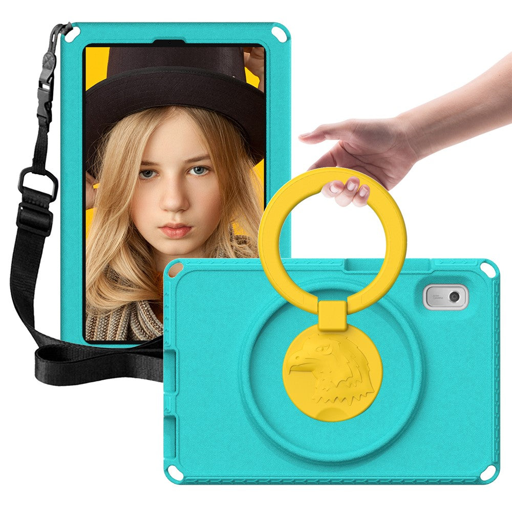 For Lenovo Tab M9 EVA+PC Tablet Protection Case Kickstand Hand Carrying Ring Cover with Shoulder Strap - Light Green