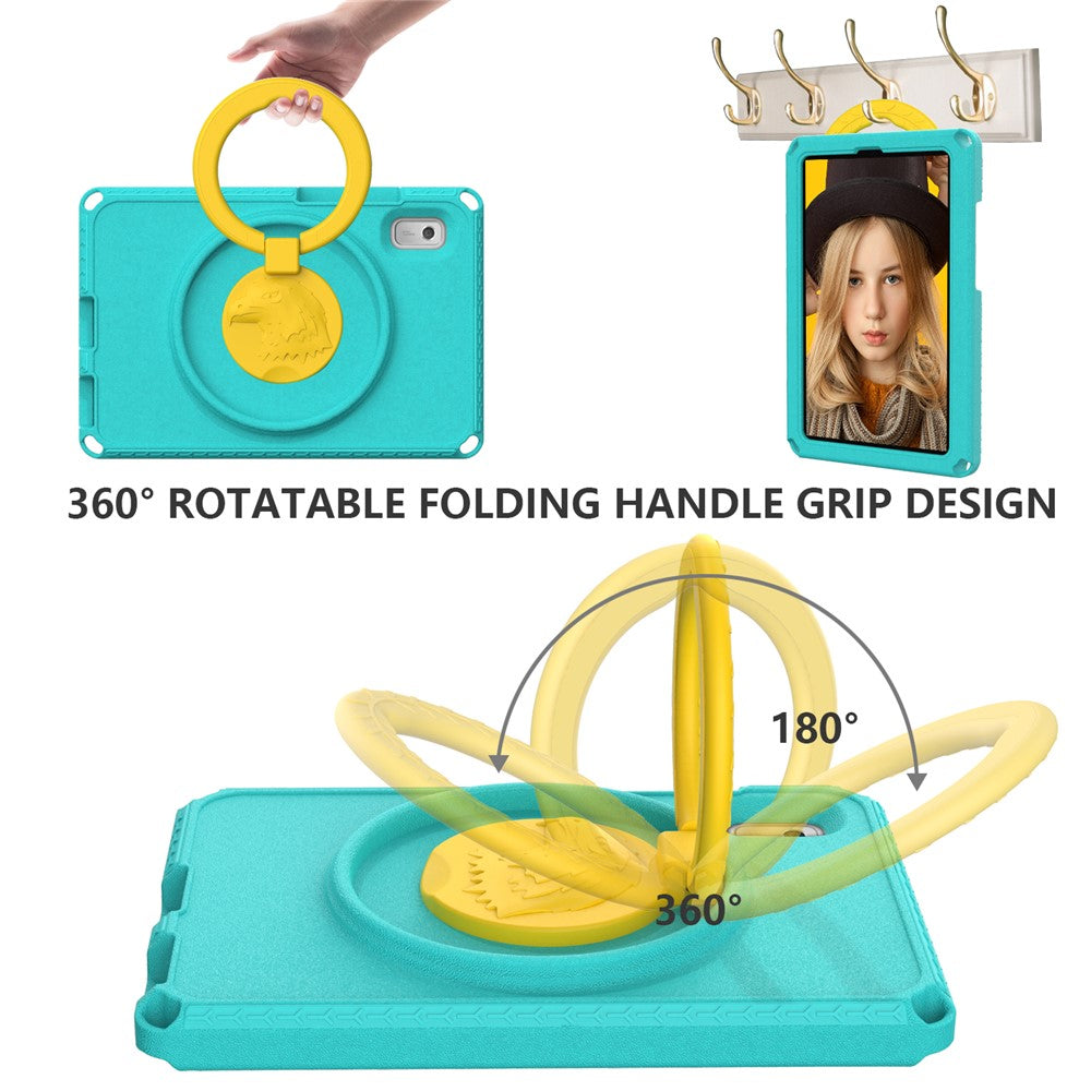 For Lenovo Tab M9 EVA+PC Tablet Protection Case Kickstand Hand Carrying Ring Cover with Shoulder Strap - Light Green
