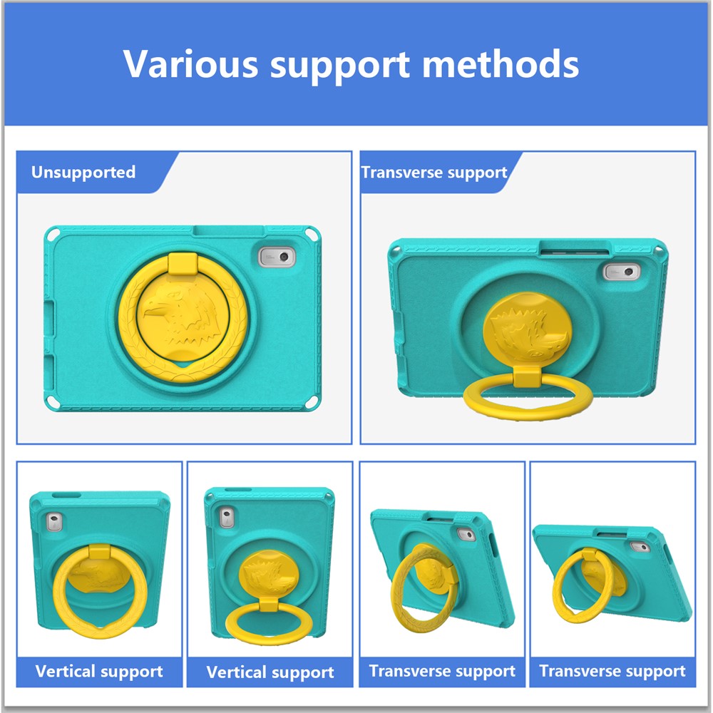 For Lenovo Tab M9 EVA+PC Tablet Protection Case Kickstand Hand Carrying Ring Cover with Shoulder Strap - Light Green