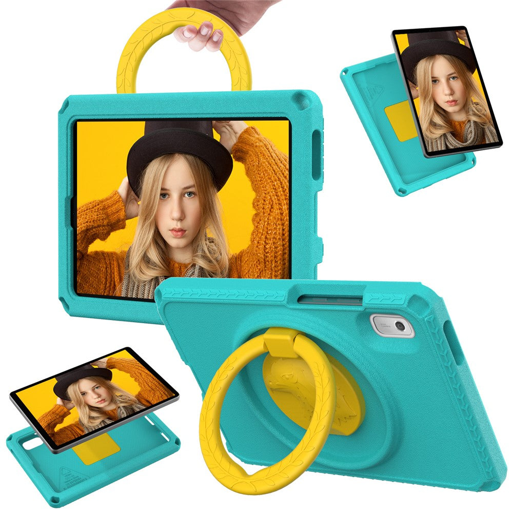 For Lenovo Tab M9 EVA+PC Tablet Protection Case Kickstand Hand Carrying Ring Cover with Shoulder Strap - Light Green