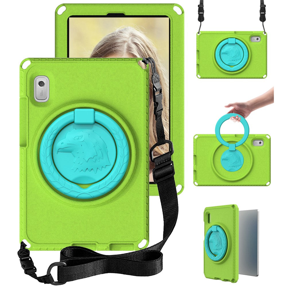 For Lenovo Tab M9 EVA+PC Tablet Protection Case Kickstand Hand Carrying Ring Cover with Shoulder Strap - Green