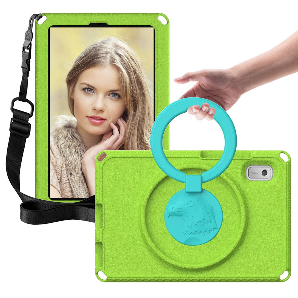 For Lenovo Tab M9 EVA+PC Tablet Protection Case Kickstand Hand Carrying Ring Cover with Shoulder Strap - Green