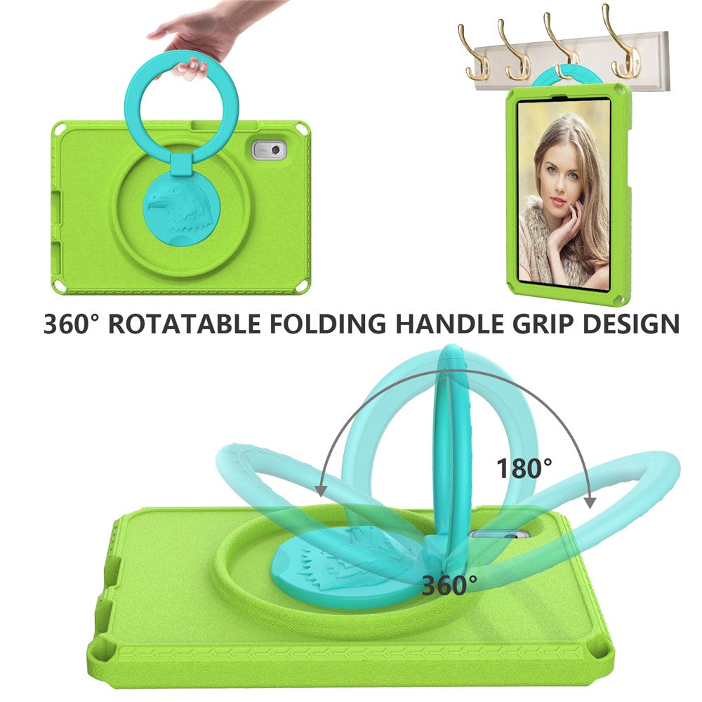 For Lenovo Tab M9 EVA+PC Tablet Protection Case Kickstand Hand Carrying Ring Cover with Shoulder Strap - Green