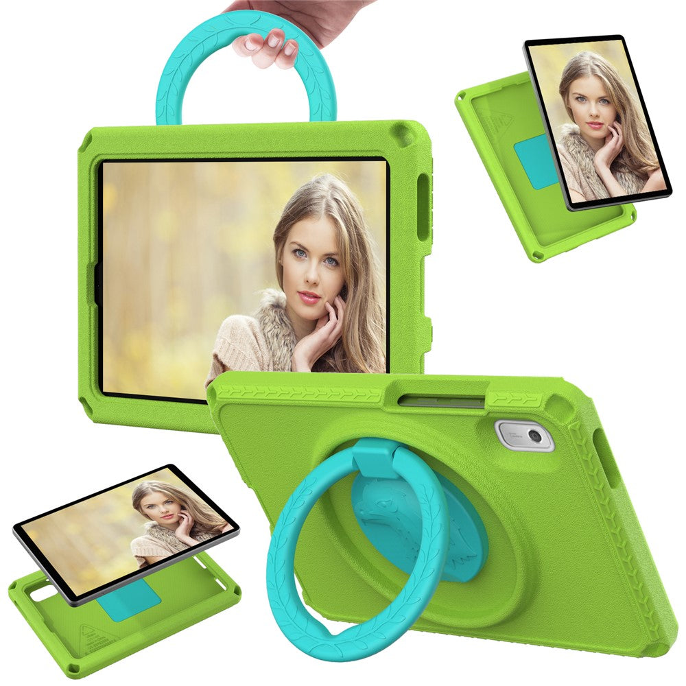 For Lenovo Tab M9 EVA+PC Tablet Protection Case Kickstand Hand Carrying Ring Cover with Shoulder Strap - Green