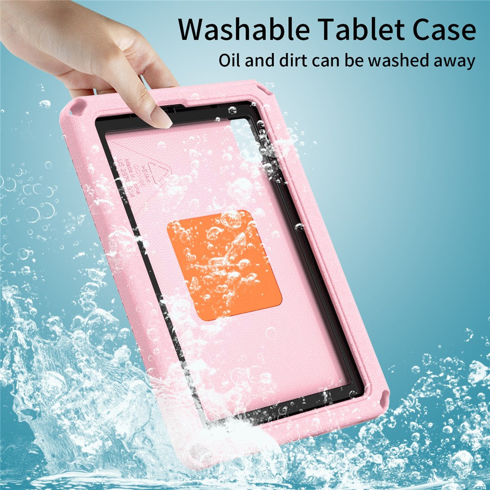 For Lenovo Tab M9 EVA+PC Tablet Protection Case Kickstand Hand Carrying Ring Cover with Shoulder Strap - Pink
