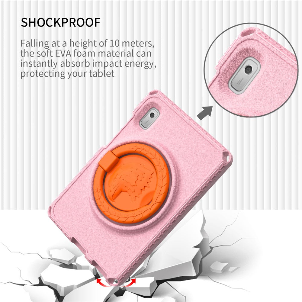 For Lenovo Tab M9 EVA+PC Tablet Protection Case Kickstand Hand Carrying Ring Cover with Shoulder Strap - Pink