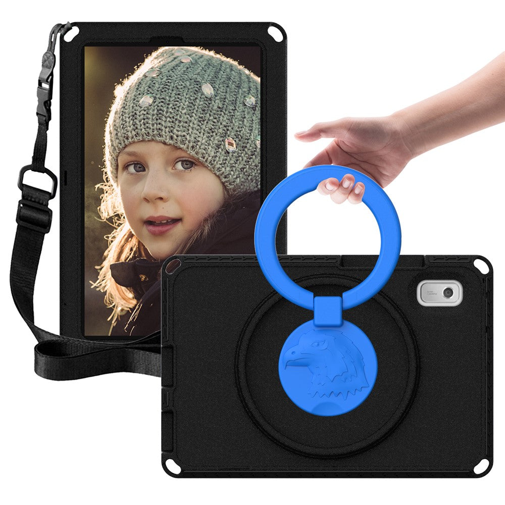 For Lenovo Tab M9 EVA+PC Tablet Protection Case Kickstand Hand Carrying Ring Cover with Shoulder Strap - Black