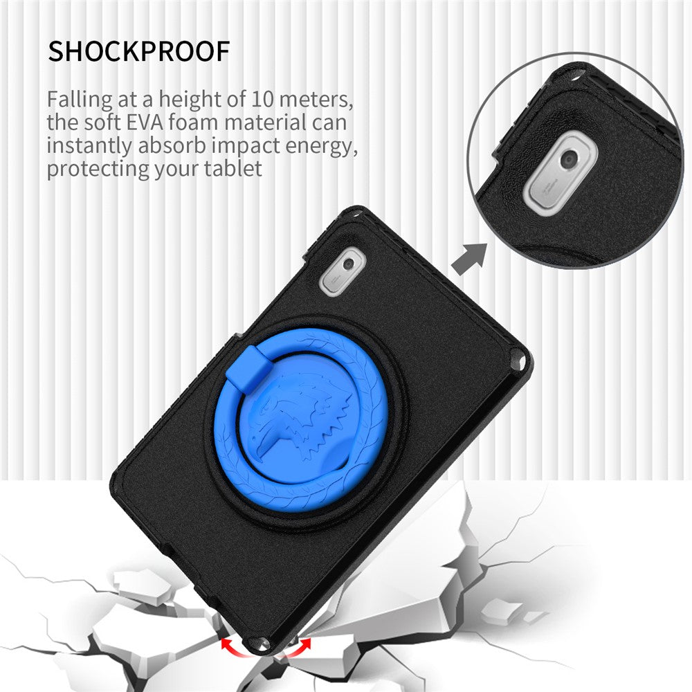 For Lenovo Tab M9 EVA+PC Tablet Protection Case Kickstand Hand Carrying Ring Cover with Shoulder Strap - Black