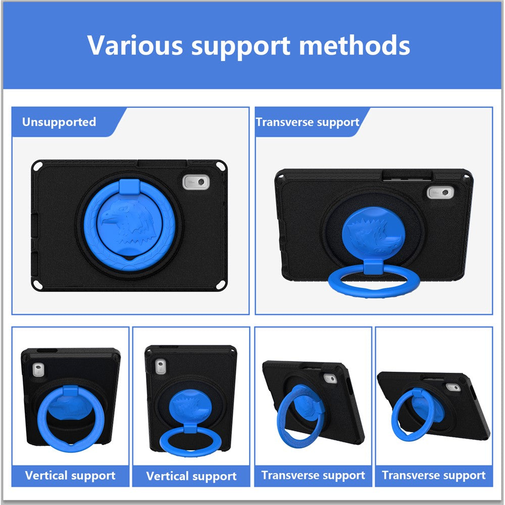 For Lenovo Tab M9 EVA+PC Tablet Protection Case Kickstand Hand Carrying Ring Cover with Shoulder Strap - Black