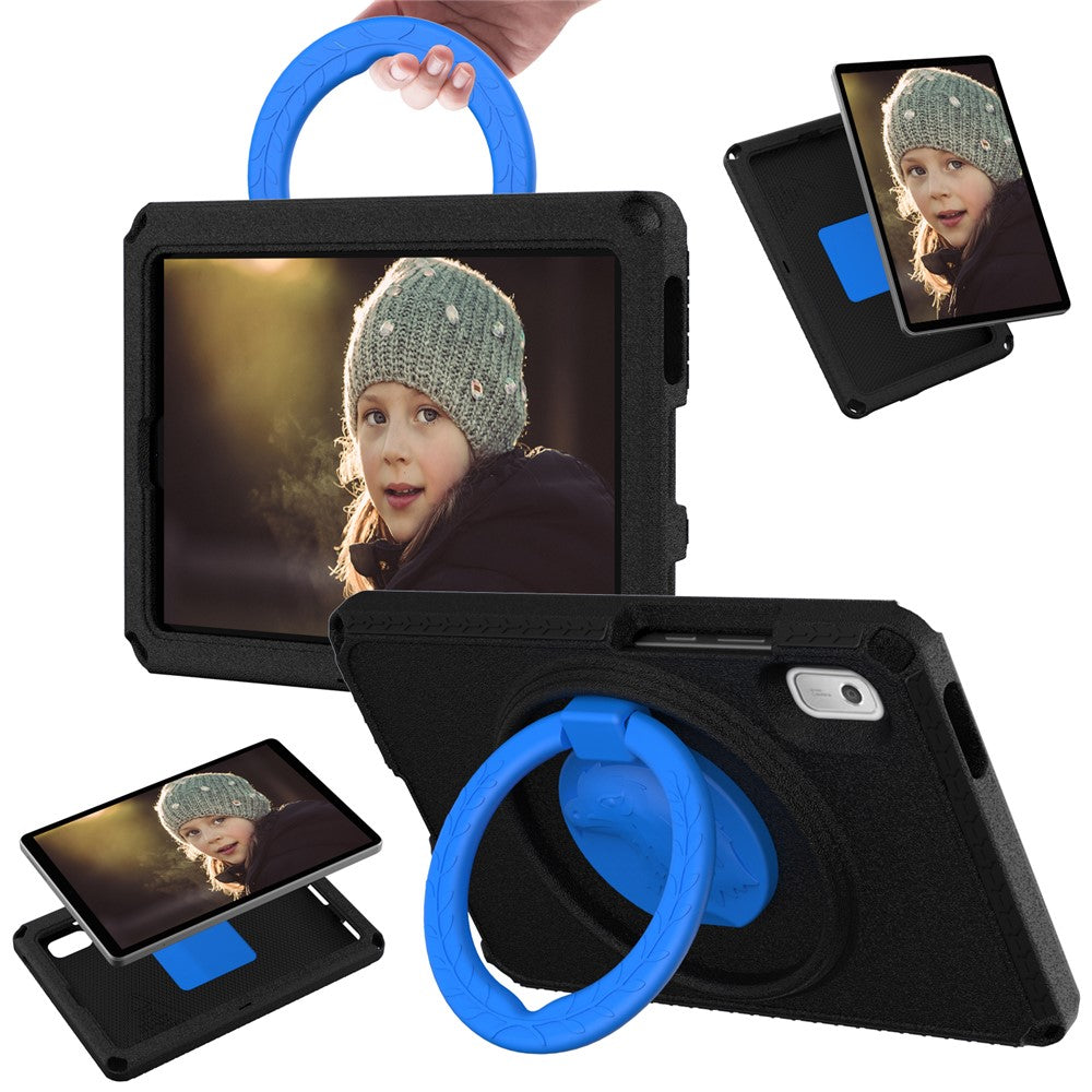 For Lenovo Tab M9 EVA+PC Tablet Protection Case Kickstand Hand Carrying Ring Cover with Shoulder Strap - Black