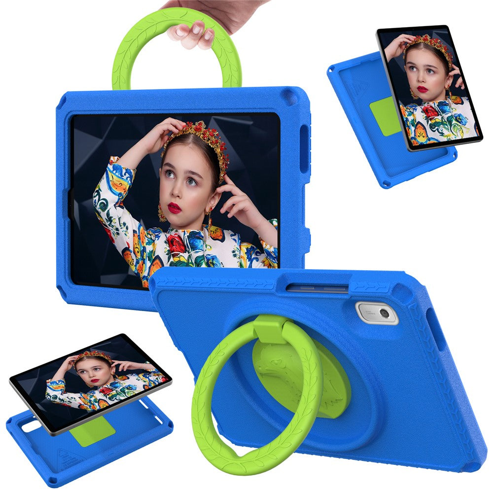 For Lenovo Tab M9 EVA+PC Tablet Protection Case Kickstand Hand Carrying Ring Cover with Shoulder Strap - Blue