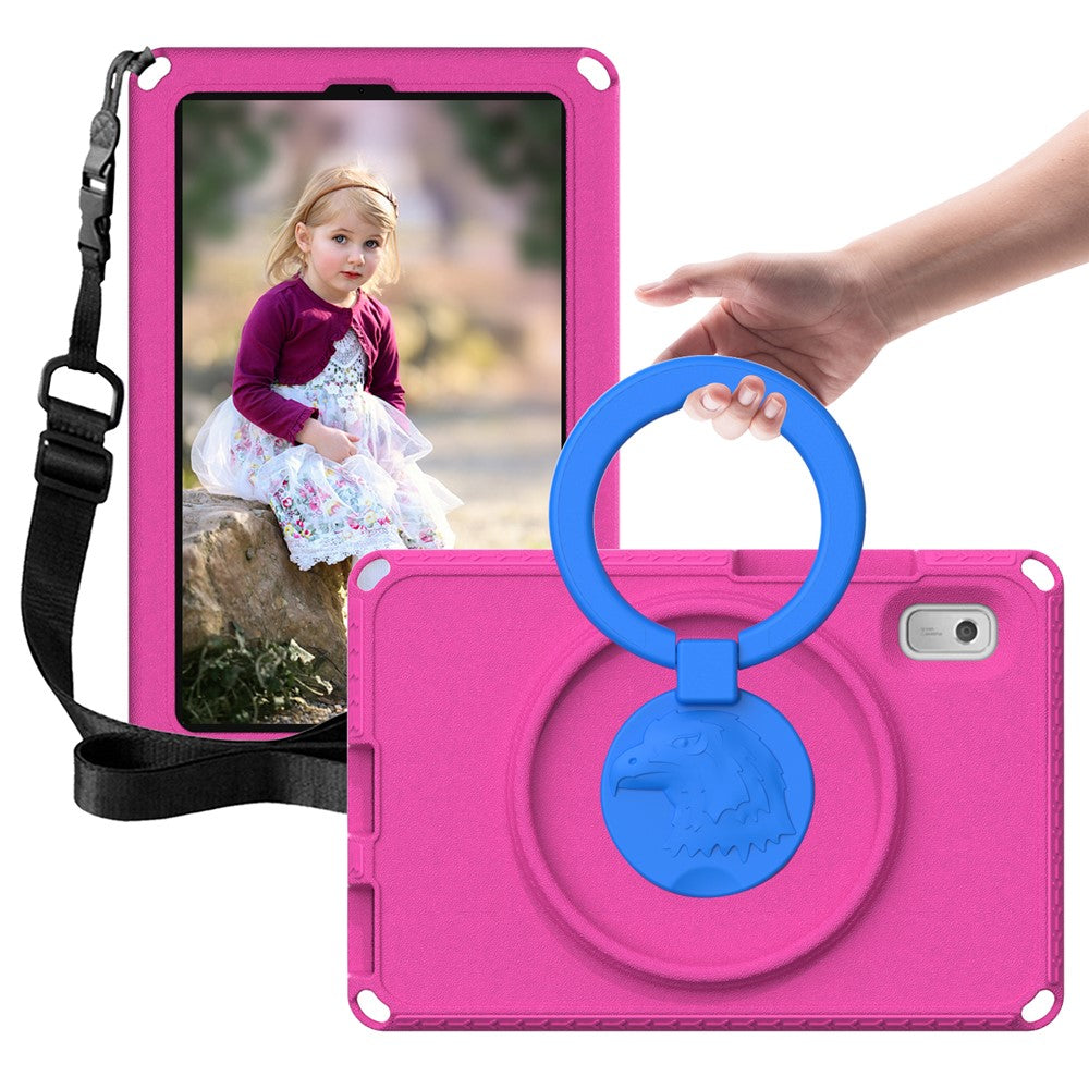 For Lenovo Tab M9 EVA+PC Tablet Protection Case Kickstand Hand Carrying Ring Cover with Shoulder Strap - Rose