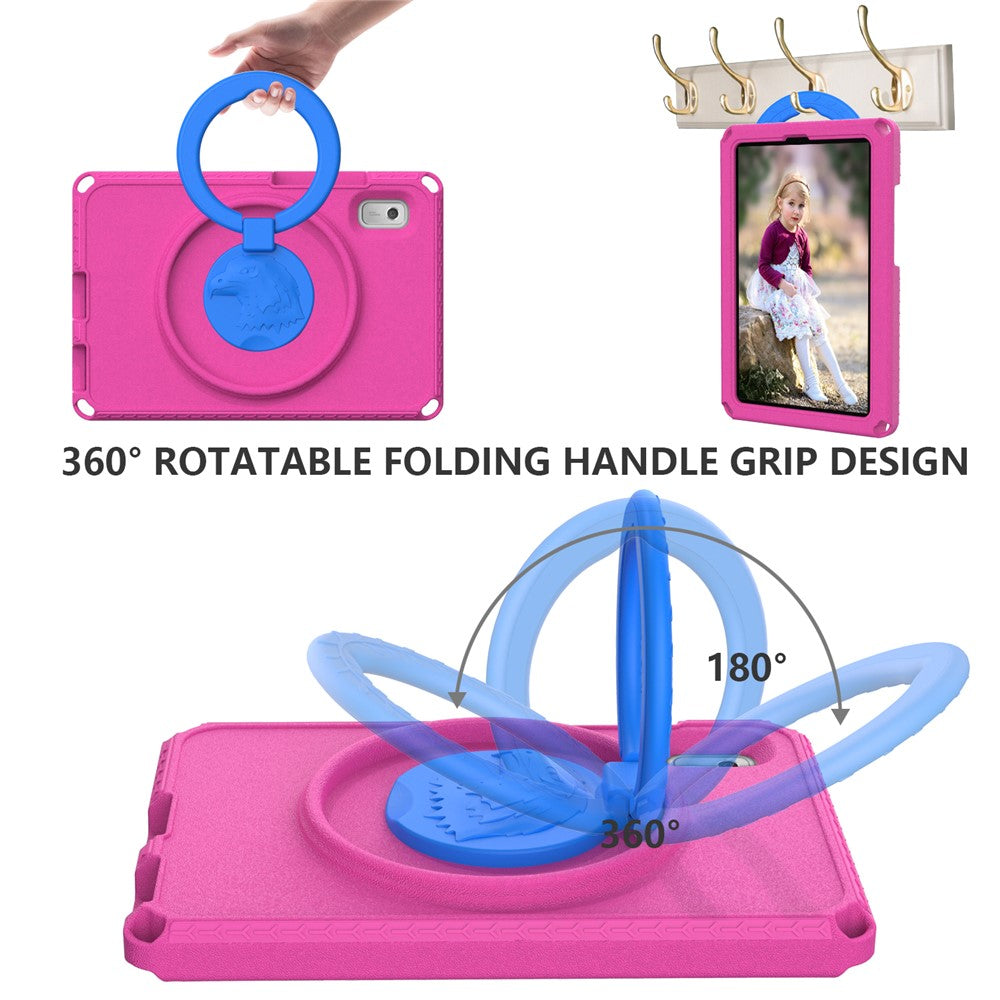 For Lenovo Tab M9 EVA+PC Tablet Protection Case Kickstand Hand Carrying Ring Cover with Shoulder Strap - Rose