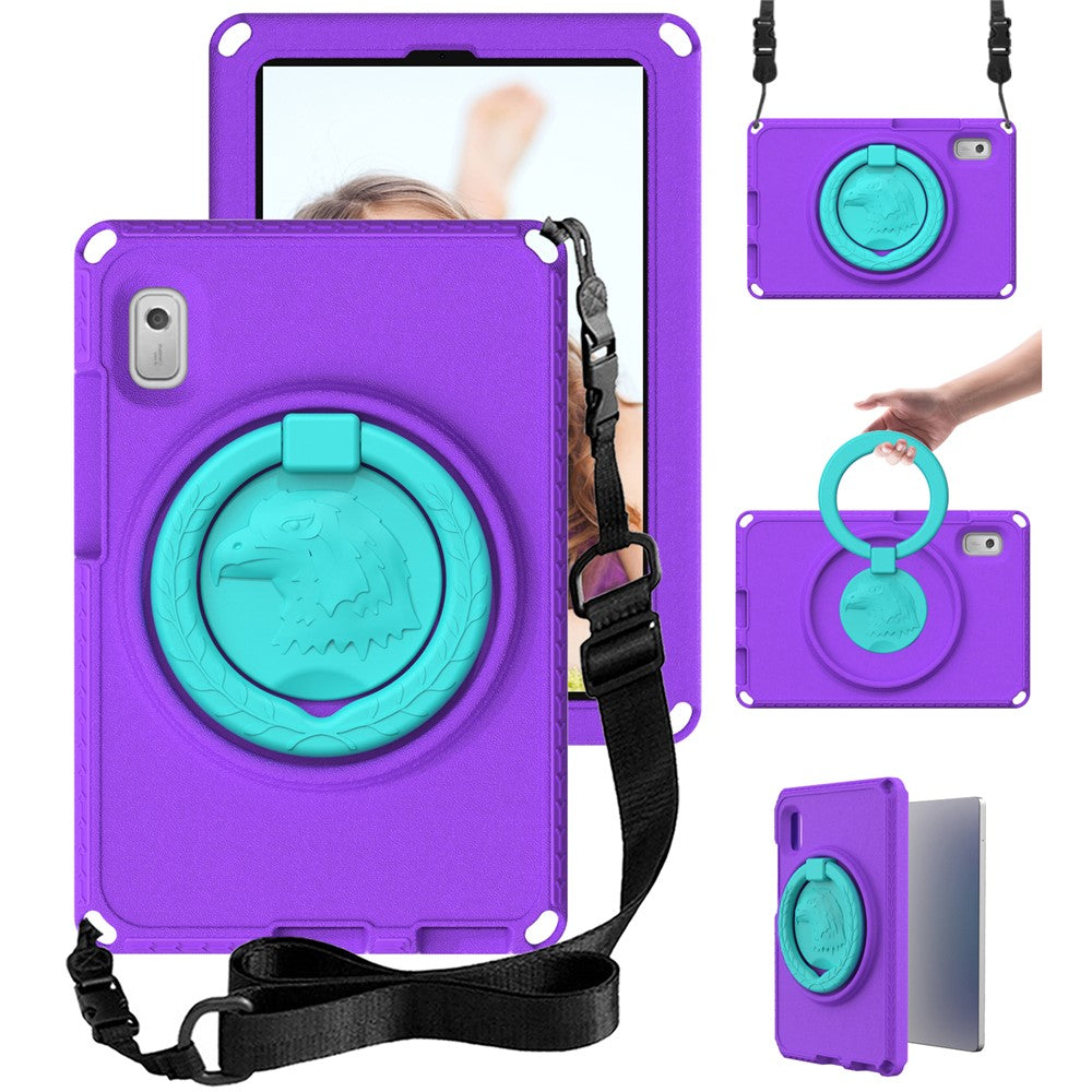 For Lenovo Tab M9 EVA+PC Tablet Protection Case Kickstand Hand Carrying Ring Cover with Shoulder Strap - Purple