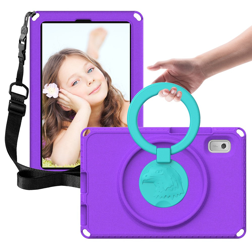 For Lenovo Tab M9 EVA+PC Tablet Protection Case Kickstand Hand Carrying Ring Cover with Shoulder Strap - Purple