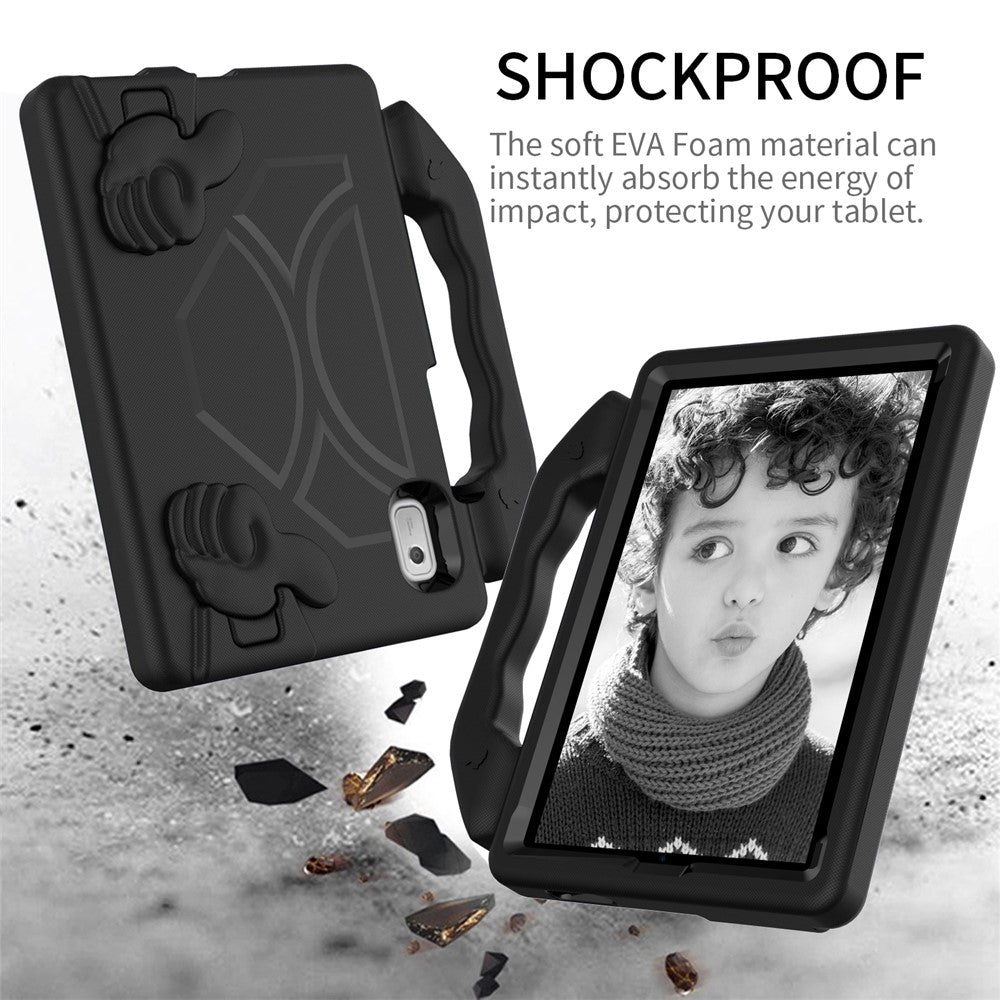 For Lenovo Tab M9 EVA Tablet Case Foldable Thumb Kickstand Anti-drop Cover with Handle Grip - Black