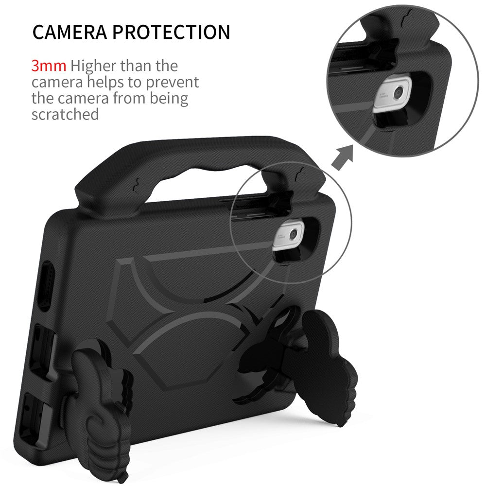 For Lenovo Tab M9 EVA Tablet Case Foldable Thumb Kickstand Anti-drop Cover with Handle Grip - Black