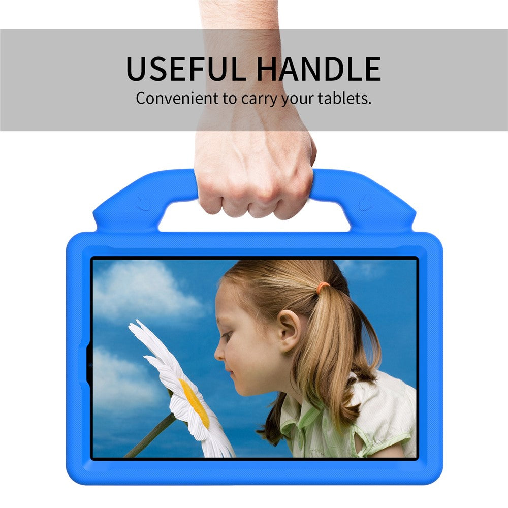 For Lenovo Tab M9 EVA Tablet Case Foldable Thumb Kickstand Anti-drop Cover with Handle Grip - Blue