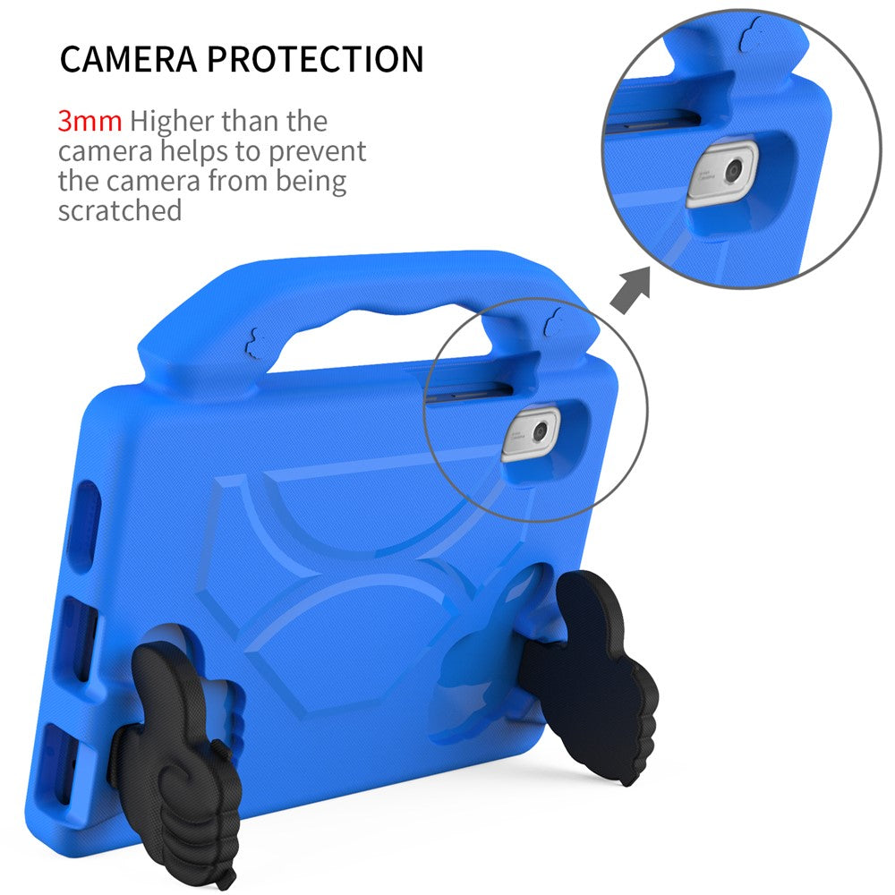 For Lenovo Tab M9 EVA Tablet Case Foldable Thumb Kickstand Anti-drop Cover with Handle Grip - Blue