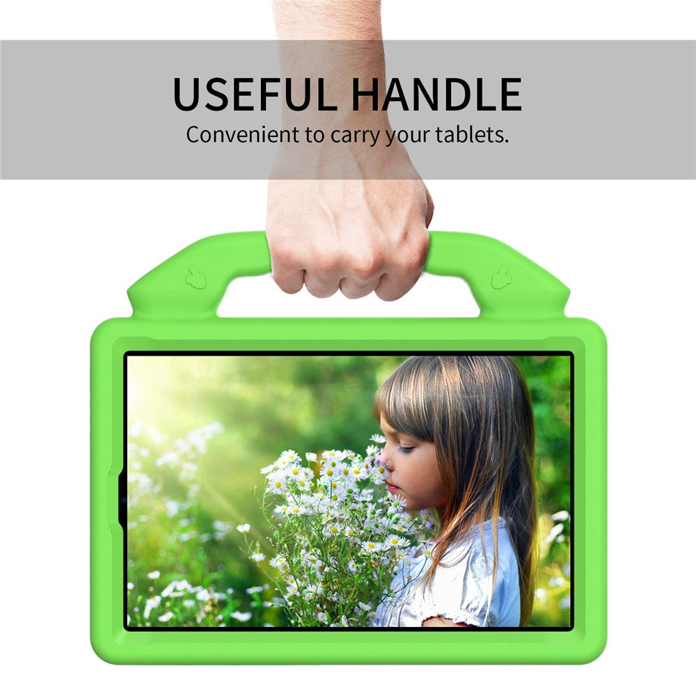 For Lenovo Tab M9 EVA Tablet Case Foldable Thumb Kickstand Anti-drop Cover with Handle Grip - Green