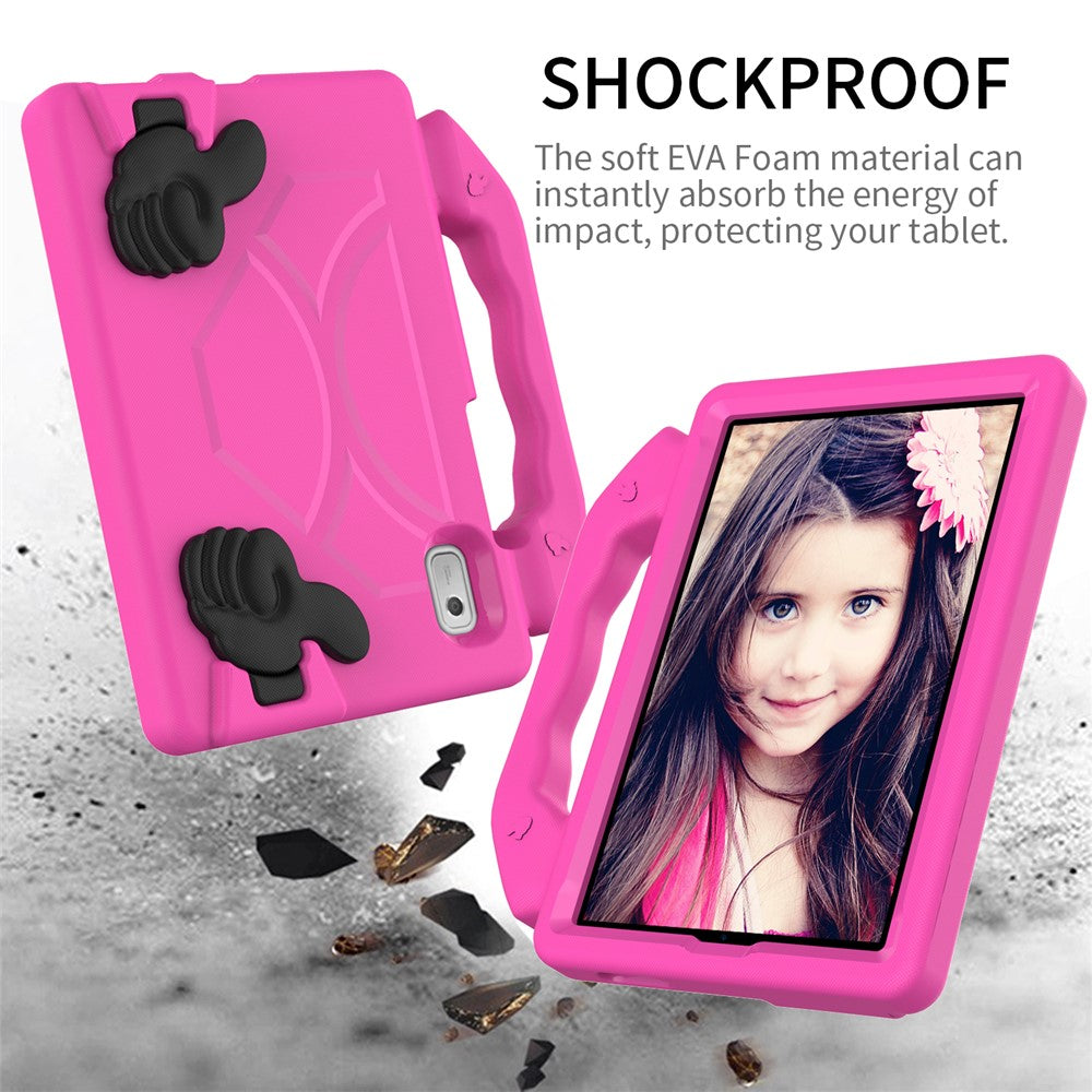 For Lenovo Tab M9 EVA Tablet Case Foldable Thumb Kickstand Anti-drop Cover with Handle Grip - Rose