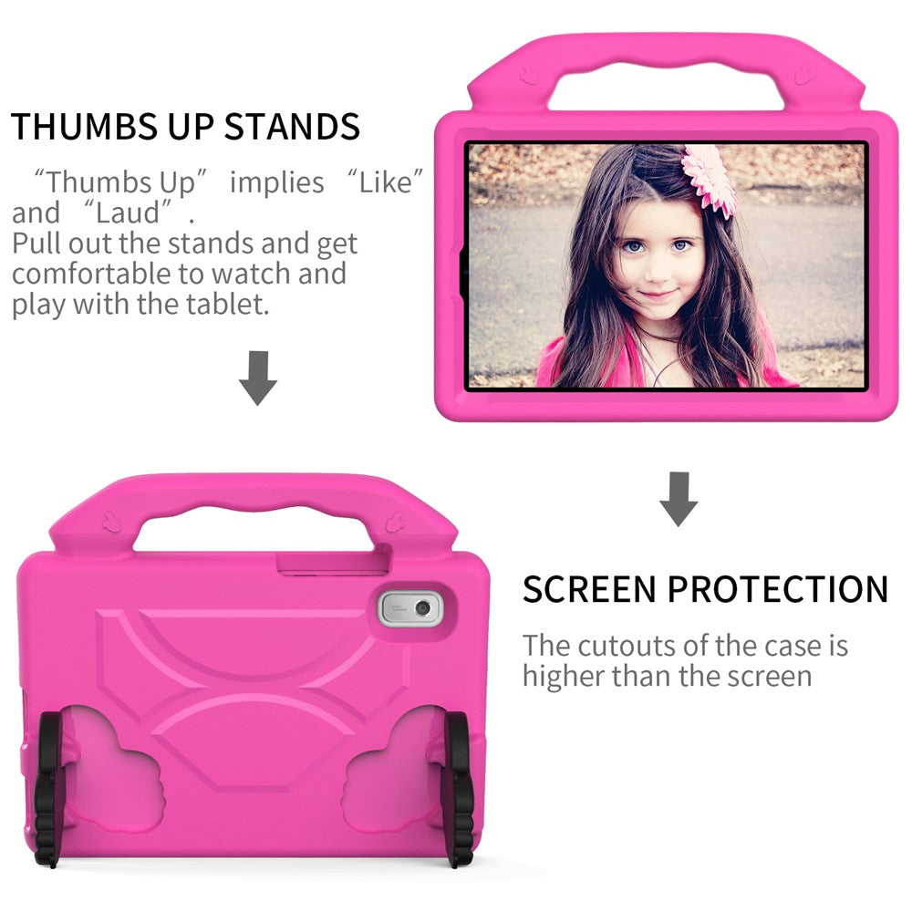 For Lenovo Tab M9 EVA Tablet Case Foldable Thumb Kickstand Anti-drop Cover with Handle Grip - Rose