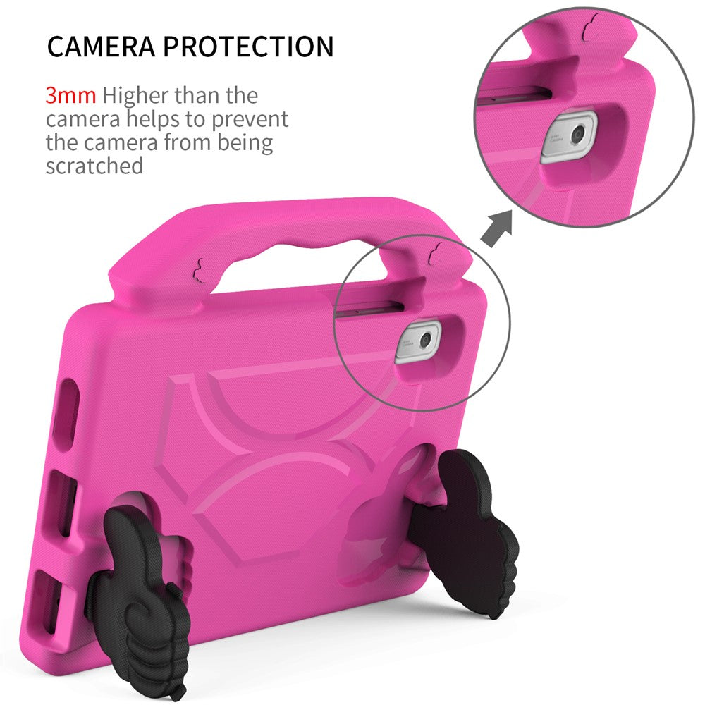 For Lenovo Tab M9 EVA Tablet Case Foldable Thumb Kickstand Anti-drop Cover with Handle Grip - Rose