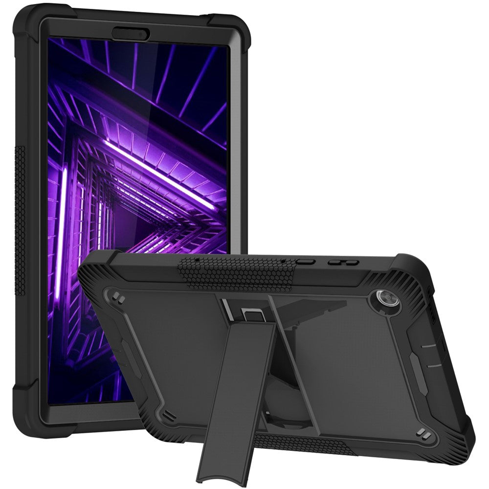 For Lenovo Tab M10 Plus Kickstand Tablet Case Silicone + PC Rugged Kids Protective Cover - Black