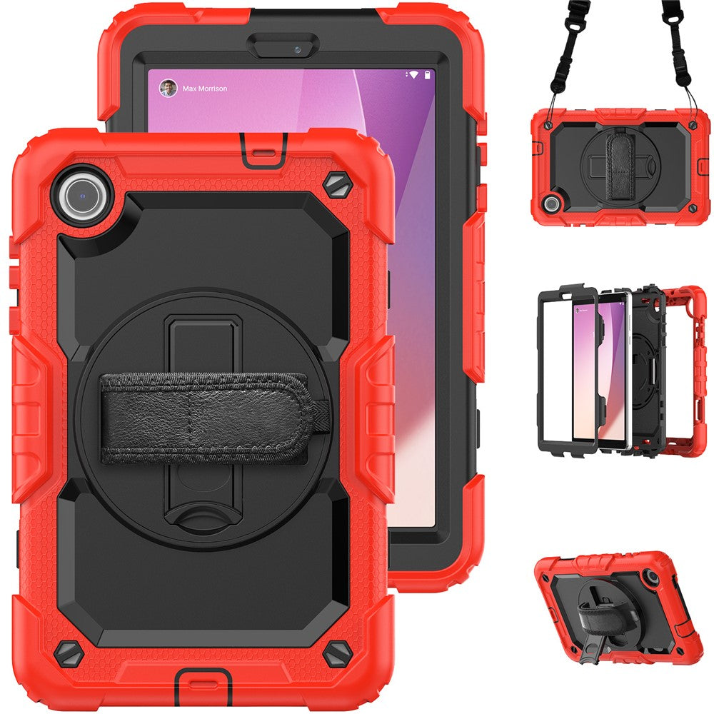 For Lenovo Tab M8 (4th Gen) 2024 TB-301XU / M8 (4th Gen) 2023 TB-300FU Silicone+PC Case Kickstand with PET Screen Film - Red