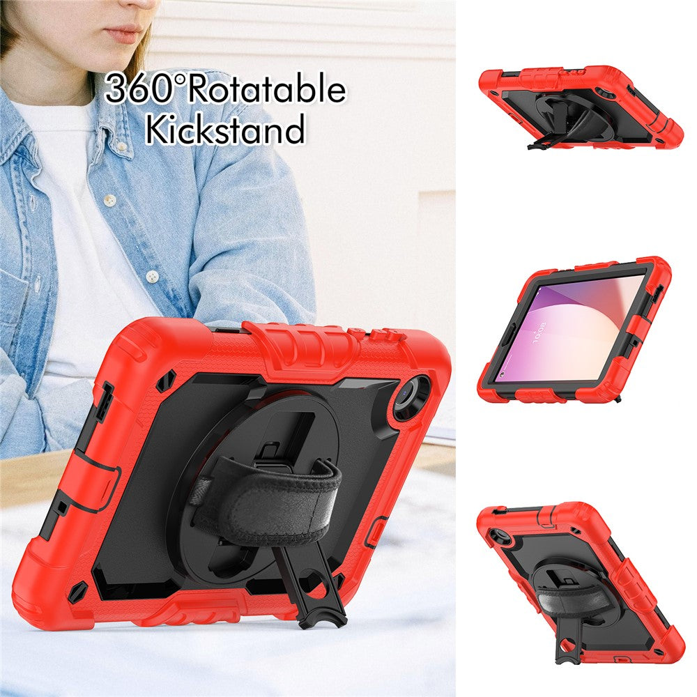 For Lenovo Tab M8 (4th Gen) 2024 TB-301XU / M8 (4th Gen) 2023 TB-300FU Silicone+PC Case Kickstand with PET Screen Film - Red