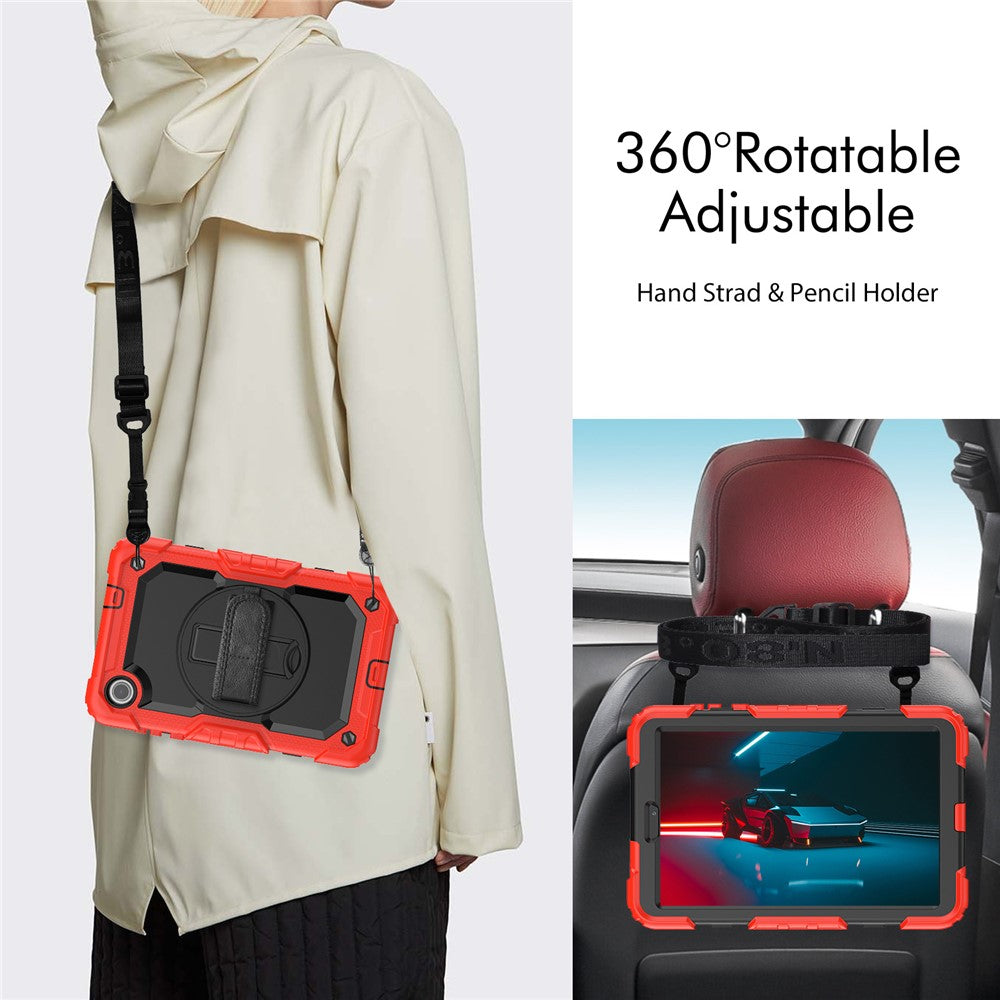 For Lenovo Tab M8 (4th Gen) 2024 TB-301XU / M8 (4th Gen) 2023 TB-300FU Silicone+PC Case Kickstand with PET Screen Film - Red