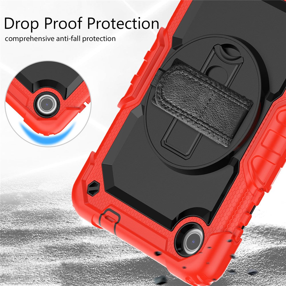 For Lenovo Tab M8 (4th Gen) 2024 TB-301XU / M8 (4th Gen) 2023 TB-300FU Silicone+PC Case Kickstand with PET Screen Film - Red