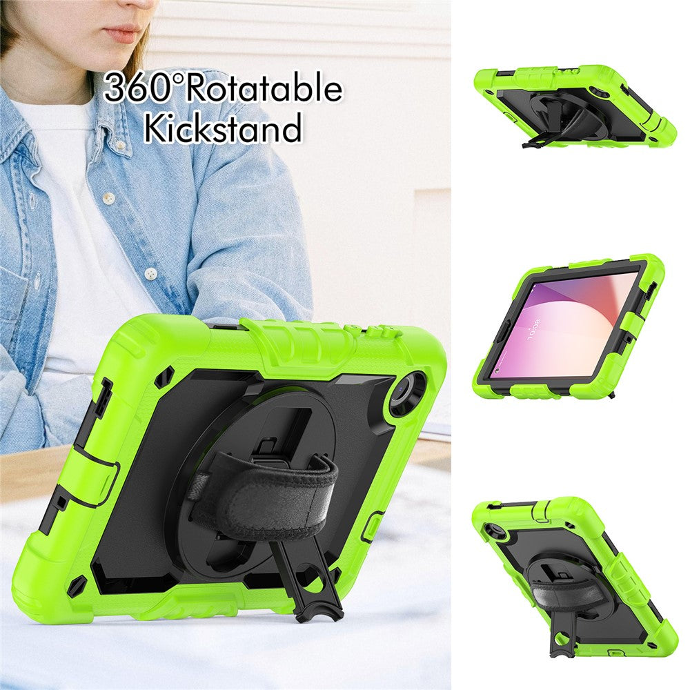 For Lenovo Tab M8 (4th Gen) 2024 TB-301XU / M8 (4th Gen) 2023 TB-300FU Silicone+PC Case Kickstand with PET Screen Film - Lime