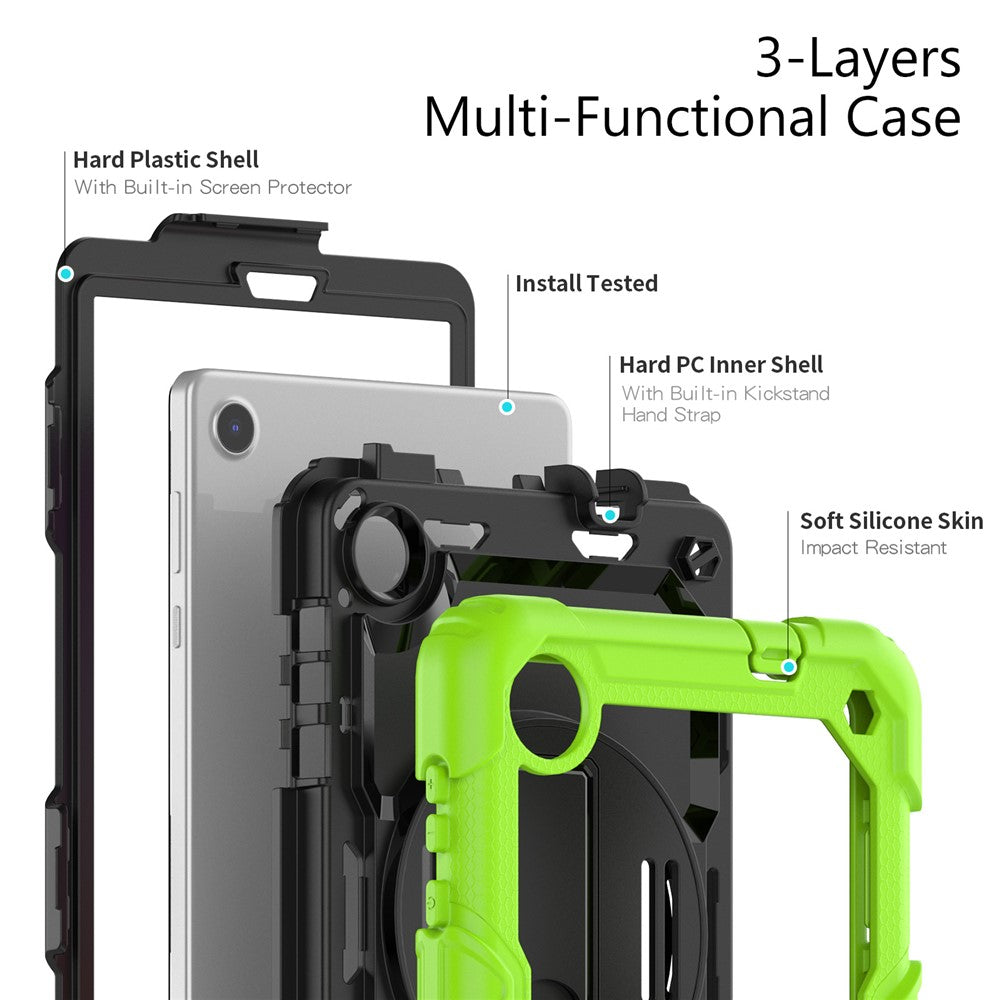 For Lenovo Tab M8 (4th Gen) 2024 TB-301XU / M8 (4th Gen) 2023 TB-300FU Silicone+PC Case Kickstand with PET Screen Film - Lime